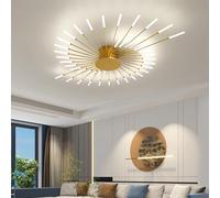 YCVAWEOD Lámpara de Techo LED Regulable Moderna con Control Remoto Lámpara de Techo Semi empotrada Negra para Dormitorio, Sala de Estar, Cocina, Comedor, Oficina, lámpara Colgante (Oro 28 Luces) LWX