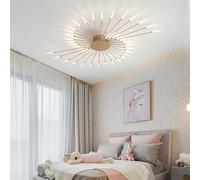 YCVAWEOD Lámpara de Techo LED Regulable Moderna con Control Remoto Lámpara Semi empotrada Negra para Dormitorio, Sala de Estar, Cocina, Comedor y Oficina, lámpara Colgante (Oro 30 Luces) LWX