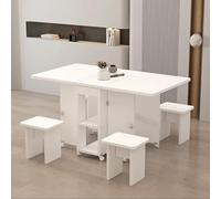 YCVAWEOD Madera versátil extensión Plegable Table de Mariposa de Comedor Plegable con Ruedas para Sala de Estar en el hogar. (Blanco, 120x60x77cm) LWX