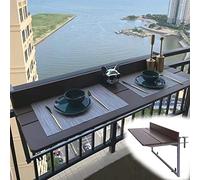 YCVAWEOD Mesa de balcón Plegable Ajustable - Mesa de barandilla Colgante montada en la Pared para Patio y jardín - Configuración de 5 Alturas - Muebles de Exterior Que Ahorra Espacio (marrón) LWX