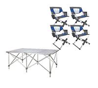 YCVAWEOD Mesa de Camping Plegable Grande de aleación de Aluminio con 4 sillas Juego de Picnic portátil al Aire Libre Ideal para Jardines, Patios, Viajes y reuniones en el Patio Trasero LWX