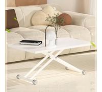 YCVAWEOD Mesa de Centro elevable, Mesa Plegable de Altura Ajustable con Tablero de Madera, Patas de Metal Cruzadas Resistentes, Rueda con Cerradura LWX