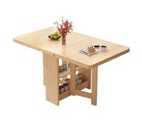 YCVAWEOD Mesa de Cocina Plegable de Madera sólida, Mesa de Comedor de Hoja de caída con Estante de Almacenamiento de 2 Capas, Mesa de café versátil Extensible, Plegable en 3 Formas LWX
