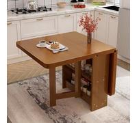 YCVAWEOD Mesa de Comedor de Madera Maciza con Hojas abatibles y Estante de Almacenamiento, Mesa de Cocina Plegable versátil con Mesa de Comedor Extensible Plegable de 3 Formas LWX