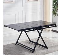 YCVAWEOD Mesa de Comedor Plegable, Mesa de Comedor Plegable para Espacios pequeños, Comedor de Mesa expandible, Mesa de Comedor Extensible compacta con Tapa de Madera sólida y Marco de Metal, Mesa de