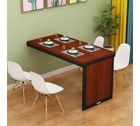 YCVAWEOD Mesa Plegable de Pared telescópica Invisible, Mesa de Comedor de Madera Que Ahorra Espacio para Cocina, Sala de Estar, balcón, tocador pequeño para el hogar (Teca + Marco Negro 12) LWX