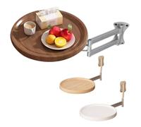 YCVAWEOD Mesa Plegable montada en la Pared Descripción Redonda Ajustable Espacio para Ahorrar Mesa de café retráctil para el Dormitorio y Sala Compact Bandeja pequeña Nuez Acabado de Nogal LWX