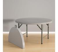 YCVAWEOD Mesa Plegable Redonda, Mesa de Campamento de Picnic portátil con Mango, fácil para Almacenamiento, Mesa de Parrilla para cenar Picnic y Fiesta (Color: grå, tamaño: 136 cm/54in) LWX