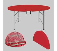 YCVAWEOD Mesa Plegable Redonda Portátil para Uso en Exteriores Mesa de Picnic con Capacidad de 300 Kg y Asa Acampar Barbacoas Fiestas en el Jardín 120x74cm (Roja) LWX