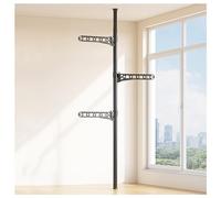 YCVAWEOD Pastel de Ropa Ajustable con 3-6 Niveles de diseño de Piso a Techo Barra de tensión de Esquina Independiente u2013 Percha de Ropa Duradera para la Sala de Estar balcón (Plata 3) LWX