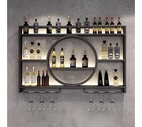 YCVAWEOD Pastilla de Vino de Hierro montada en la Pared de Estilo Industrial con estantes flotantes de estantes de Licor y Estante de Licor de lidera LWX