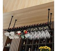 YCVAWEOD Rack Wine Rack, estantes de Almacenamiento de Bebidas para Bebidas de champán y vínculo con Techo, Marco de Copa de Colgantes Negros, exhibición de restaurantes de Vino Tinto: 140x30cm LWX