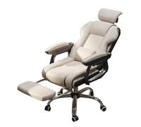 YCVAWEOD Rocket de Mecedora giratoria con Ruedas de reposabrazos Ajustables de Altura y Silla de Oficina ejecutiva de Cuero de Soporte Trasero para Adultos con cojín de látex LWX