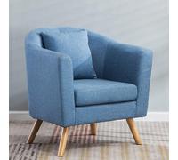 YCVAWEOD Silla de Acento Moderna de Mediados de Siglo, sillas de Tela para la Sala de sillón tapizado con Almohada para Dormitorio, apartamento, Estudio, Oficina, Sala de Espera Azul LWX