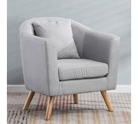 YCVAWEOD Silla de Acento Moderna de Mediados de Siglo, sillas de Tela para la Sala de sillón tapizado con Almohada para Dormitorio, apartamento, Estudio, Oficina, Sala de Espera Gris Claro LWX