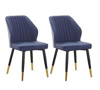 YCVAWEOD Silla de Comedor sillas de Estar Modernas de Cuero PU Juego de 2 con Patas tapizadas de Espalda y Black Metal para el salón de la Cocina Dormitorio de Cocina de Comedor, Azul LWX