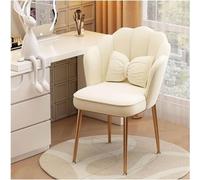 YCVAWEOD Silla de Maquillaje de caparazón Elegante de Concha Silla de café tapizada para la Sala de Estar y Oficina Elegantes Patas de Metal Blanco y Gris Muebles Modernos LWX