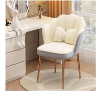YCVAWEOD Silla de Maquillaje de caparazón Elegante de Concha Silla de café tapizada para la Sala de Estar y Oficina Elegantes Patas de Metal Blanco y Gris Muebles Modernos LWX
