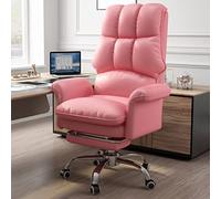 YCVAWEOD Silla de Oficina Altura Ajustable con Ruedas PU Cuero Silla de Escritorio Giratorio de Cuero para Adultos Silla de tocador rodante en Negro - cómodos Asientos en casa LWX