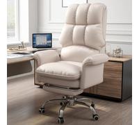 YCVAWEOD Silla de Oficina Altura Ajustable con Ruedas PU Cuero Silla de Escritorio Giratorio de Cuero para Adultos Silla de tocador rodante en Negro - cómodos Asientos en casa LWX