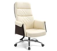 YCVAWEOD Silla de Oficina, computadora de Cuero cómoda Silla de Escritorio de Respaldo reclinable reclinable, Blanco cremoso, Blanco cremoso LWX