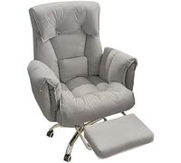 YCVAWEOD Silla de Oficina con Soporte Lumbar Silla de Trabajo Ejecutivo de Escritorio Giratorio de Espalda Alta Ajustable con reposabrazos - Color Gris Claro con reposacabezas LWX