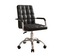 YCVAWEOD Silla de Oficina de Cuero PU con Ruedas Silla de Escritorio giratoria Ajustable con reposabrazos de diseño de la Mitad de la Parte Superior del Dormitorio de la Oficina en casa (Negro) LWX