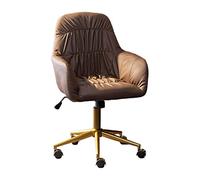 YCVAWEOD Silla de Oficina en casa sobre Ruedas, Silla de Escritorio de Cuero PU Silla de computadora giratoria con reposabrazos y Respaldo cómodo, para Sala de Estar, Maquillaje, Estudio LWX