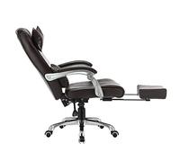 YCVAWEOD Silla de Oficina Oficina Chiar de Footrest Tarea Giradora Ejecutiva Silla de computadora Ejecutivo Altura Ajustable con Soporte de reposacabezas y Lumbar, café LWX