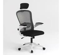 YCVAWEOD Silla de Oficina, Silla de Escritorio de Oficina Alta en casa con reposacabezas, reposabrazos Reversibles, Silla de Trabajo de Malla Negra Gris 23.6in*23.6in*51.3in LWX