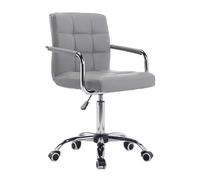 YCVAWEOD Silla de Oficina Silla de Escritorio Giratorio Ajustable con Ruedas Silla de Juego reclinable de Cuero con reposabrazos Silla de computadora para hogar y Oficina (Gris) LWX