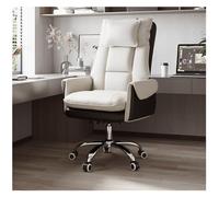 YCVAWEOD Silla de Oficina Silla giratoria Ajustable Silla de Juego en Gris (Blanco y Negro sin reposapiés) - Silla de Escritorio Ejecutivo de Cuero para Uso en el hogar y la Oficina LWX