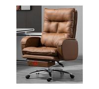 YCVAWEOD Silla giratoria de la Oficina de la computadora de Cuero cómoda Silla de Juego en el hogar, sillas de Escritorio de Oficina en el hogar - Mejor Comodidad para Trabajar, marrón -no Pedal LWX