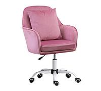 YCVAWEOD Silla Profesional de Escritorio de Oficina en casa con Asiento Curvo Taburete de Acabado Cromado 360 ° Ruedas giratorias Altura Asiento de Cuero con Falso Rosa Ajustable LWX