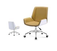 YCVAWEOD Silla Silla de Oficina de Silla Mid-Back con Ruedas Modern Bentwood + PU Leather Giratorio Silla de Escritorio Ejecutivo Silla de computadora Ajustable para Estudio de la Oficina en casa LWX