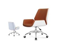 YCVAWEOD Silla Silla de Oficina de Silla Mid-Back con Ruedas Modern Bentwood + PU Leather Giratorio Silla de Escritorio Ejecutivo Silla de computadora Ajustable para Estudio de la Oficina en casa LWX