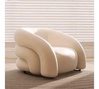 YCVAWEOD Sillas de Acento, Silla de Sala de Estar, cómoda Silla de sofá de sillón tapizado con Marco de Madera Maciza para Dormitorio/Oficina/Espacios de Lectura Blanco LWX