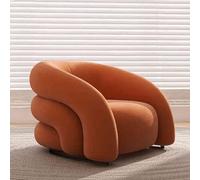 YCVAWEOD Sillas de Acento, Silla de Sala de Estar de Franela, cómoda Silla de sofá de sillón tapizado con Marco de Madera Maciza para Dormitorio/Oficina/Espacios de Lectura Naranja LWX