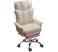 YCVAWEOD Sillas de Oficina con sillas de Escritorio giratorias de Respaldo Alto y Lumbar con reposabrazos sillas de computadora Ajustables para hogar y Trabajo - Beige con reposacabezas LWX