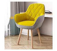 YCVAWEOD Sillón Giratorio Amarillo: Silla de Acento tapizado para Espacios pequeños, sin Ruedas, Patas de Madera, Comer, Escritorio, Maquillaje y Uso de la Oficina LWX