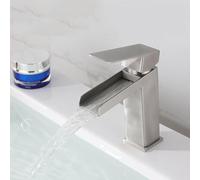 YCVAWEOD Toques de Cuenca de Cascada mezcladores de Tipo de Palanca Abierta de Palanca de una Sola Palanca para el Fregadero de baño, Agua fría y Caliente, Grifo Negro (Dibujo) (Negro) LWX