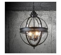 YCVAWEOD V-intage Loft Luces Colgantes Lámpara Redonda de Vidrio de Hierro Forjado Cocina Comedor Mesa de Bar Luminaria Lámparas Colgantes Lámpara de Techo LED (Negro, 40 cm) LWX