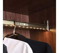 YCVAWEOD Varilla de Armario LED con iluminación incorporada riel Colgante de Aluminio para Ropa batería de Litio con Capacidad de Carga de 50 kg de 1150 mm Vestuario LWX