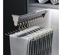 YCVAWEOD Varilla de Valet de Armario retráctil: Estante de pantalón extractorado y perrulla de Ropa de Ropa Baja-Organizador de Vestuario de Ahorro de Espacio en Gris LWX