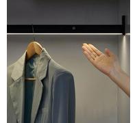 YCVAWEOD Varilla del Armario LED con luz - riel de Armario de Metal Ajustable de 40-130 cm, iluminación del Sensor infrarrojo para Almacenamiento de Ropa, organizar su Armario (500 mm) LWX