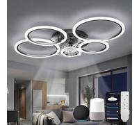 ycwdcz Lampara Ventilador Techo Led Compatible con Alexa, Google Assistant, Anillo Ventiladores de Techo con Luz Silencioso, Regulable, 6 Velocidades, Motor DC, Modo Verano/Invierno