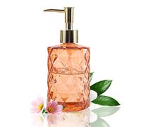 Ycwf dispensador de jabn de vidrio naranja transparente con bomba de oro de 12 oz dispensador de jabn para jabones de cocina lociones esenciales ac