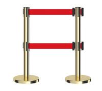 YCXLAXHH Paquete De 2 Unidades, Poste Separador Cinta Extensible, Barrera Crowd Control Con Conector De Cuatro Vías Para Salones Del Automóvil(Gold)