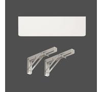 YCYHZC Mesa Plegable Pared Hogar, Mesa Abatible Pared Madera, Escritorio Plegable Montar Pared con Soporte Estante Metal para Comedor Cocina Barra(White,L 80CM)