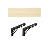 YCYHZC Mesa Plegable Pared Hogar, Mesa Abatible Pared Madera, Escritorio Plegable Montar Pared con Soporte Estante Metal para Comedor Cocina Barra(Log,L 40CM)